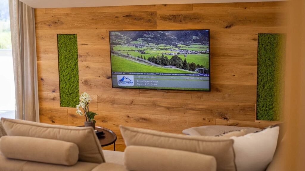 Penthouse lounge with sofa and smart TV