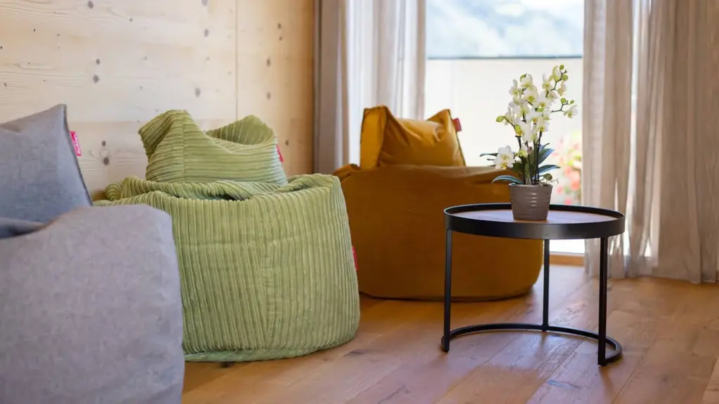 Relaxation corner with bean bags in the penthouse